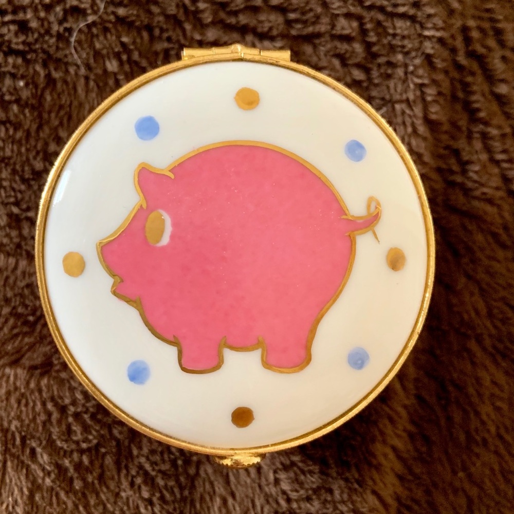 Tiffany & Co. Limoges France Pink Pig Trinket Box